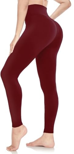 ACTINPUT Leggings for Women UK Soft High Waisted Tummy Control Leggings Gym Sports Workout Running Pilates Yoga Pants Ladies Elasticated Trousers for Women My Recent Orders(Burgundy,L-XL)
