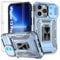 Jshru for iPhone 13 Pro Case with Screen Protector [2 Pack] and Slide Camera Cover,Military Grade Shockproof,Ring Kickstand Phone Cover for iPhone 13 Pro,Light Blue