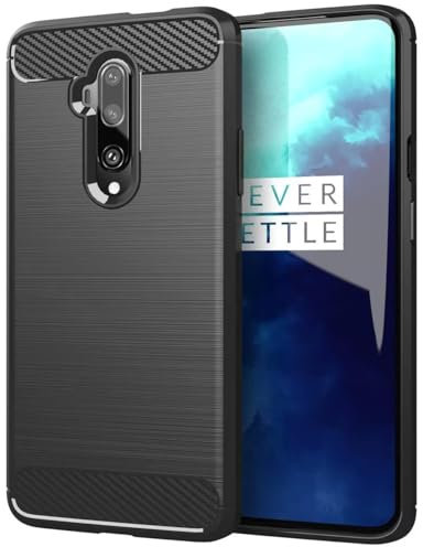 Jhxtech Hülle für OnePlus 7T Pro 5G Hülle, HD1925 Hülle, ultradünne Handyhülle mit Stoßdämpfung aus Karbonfaser TPU Gummi Schutzhüllen für OnePlus 7T Pro Schwarz