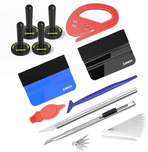 Zanch 26 Teiliges Rakel für Folie, Hochwertige Folierungs Werkzeug [Alles was Sie Brauchen] Rakel Set für Autofolie, Vinyl Wrapping Folie, Carbonfolie - Einfach zu verwenden für Anfänger und Profis