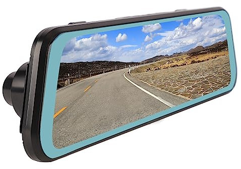 Cámara de Espejo Retrovisor de 10 Pulgadas, Cámara Trasera Delantera de Visión Nocturna con Pantalla Curva 2.5D, Grabadora de Vídeo de Conducción de Imagen de Marcha Atrás,
