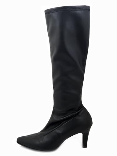 Vernissage Stivali Donna Elasticizzati in Eco Pelle Nero, Tacco Medio 7 cm, by Soffice Sogno - 22792