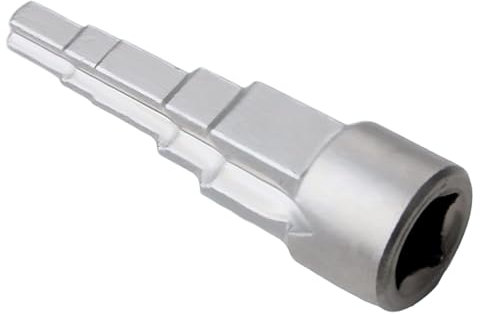 Llave de Radiador Escalonada Universal, Llave Radiador de 1/2 Pulgadas con Vaso Cuadrado, con los 5 pasos 3/8, 1/2, 3/4, 1-1/4 pulgadas para fontanería y radiadores