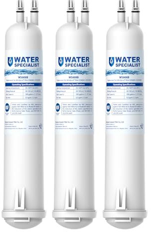 Waterspecialist WS608 Water Filter, Replacement for Whirlpool® EDR3RXD1, 4396841, Everydrop® Filter 3, 4396710, Kenmore® 46-9083, 46-9030, Refrigerator Water Filter, 3 Filters