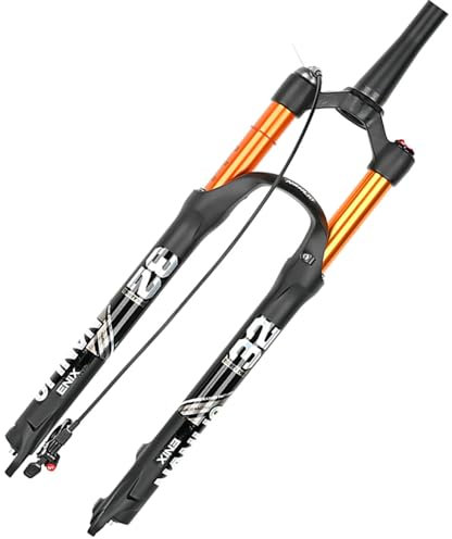 LYMFCFC 27.5/29 Inch MTB Bicycle Suspension Fork, Aluminum Alloy Shock Absorber Spring Front Fork Bike Straight Steerer Fork for Bicycle Accessories (Manual Lockout/Remote Lockout) D,26in