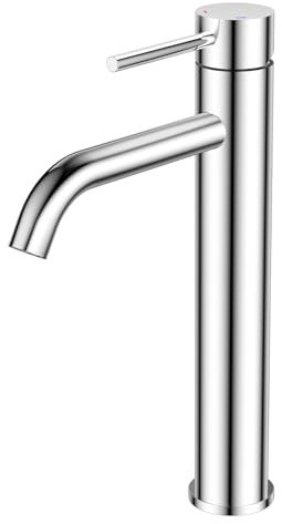 Forious Rubinetto per il Bagno, Miscelatore per il Lavabo Alto con Altezza del Beccuccio di 190 MM, Finitura Cromata e Miscelatore Monocomando per il Lavabo in Bagno, WC per Ospiti