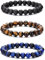 MOROTOLE Armband Herren, 8 mm Tigerauge Lavastein Armbänder für Herren Set Naturstein Perlenarmband Männer Schmuck Geschenke