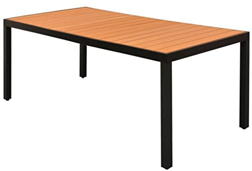 HEFZGDB Garten-Esstisch WPC Aluminium 185 x 90 x 74 cm Braun Campingtisch Gartentisch Balkontisch Geeignet für Gärten, Terrassen, Decks.