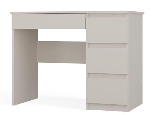 CDF Schreibtisch Mijas rechts | Farbe: Kaschmir (beige) | 4 Schubladen | Ideal für Büro, Arbeitszimmer, Kinder- und Jugendzimmer | Funktionaler Schreibtisch für Computer, Laptop | Einfache Montage