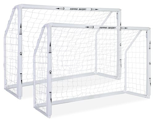 ZERRO Set di 2 Porte da calcio per bambini Portatile Allenamento di Calcio Bambini e Adulti Robusta e Durevole porta calcio giardino per il giardino 180x60x120cm,Bianco