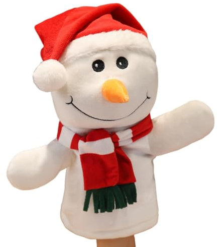 Weihnachten Tierhandpuppen Schneemann Tierpuppen Spielzeug Kuscheltiere Fingerpuppen Stofftierpuppe Tierhandpuppen Plüschtier für Geschichtenerzählen Unterricht Vorschule Rollenspiele