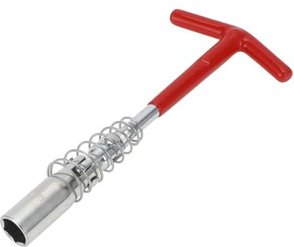 Hihaha T-Handle Spark Plug Socket Wrench Spanner Socket Remover for Car Motorcycle Lawn Mower High Carbon Steel 225x89mm 1 Pcs Red,Silver Tone Hexagon 16mm