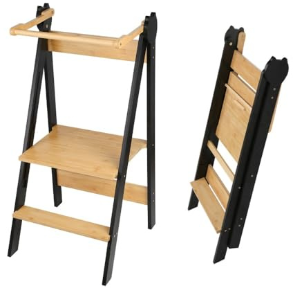 OHMG Tour d'apprentissage et d'Eveil en Bois Montessori, Table Tabouret observation Pliable