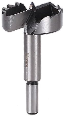 Forstner Bohrbohr, Verzahnte Forstner Bohrbohr mit rundem Schaft für Holz, Zweigloch, Scharnierloch, Topf, Spanplatte, Faserplatte (Ø 50mm)