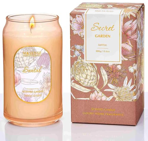 M&SENSE Duftkerze Santal,300g 10.6 oz Duftkerzen im Glas, Natürliche Soja-Kerze, Kerzengeschenke für Frauen & Männer,Aromatherapie candle zur Entspannung, 60 Stunden Brenndauer