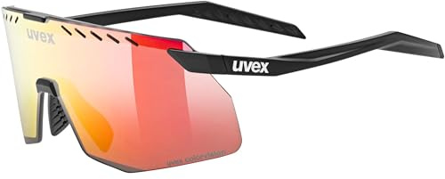 uvex Unisex Pace Stage S CV Sportbrille, black matt-mirror red, OneSize