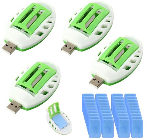 KUWUNG USB Enchufe Antimosquitos con 100 Pastillas, Repelente de Mosquitos para Interiore y Exteriore, Portátil USB Repelente Mosquitos Electrico (4 USB + 100 Pastillas)