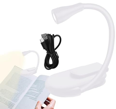 Genérico Luz de lectura de libros - lámpara de clip LED, LED recargable | Luz de noche portátil para cabecera de cama, luz flexible de los brazos para niños y adultos, iluminador de manos para nov