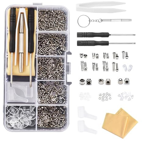 Aiweijia Glasses Repair Kit, 500 Screws, Nose Pads and Screwdrivers | for Sunglasses, Reading Glasses and Eyewear