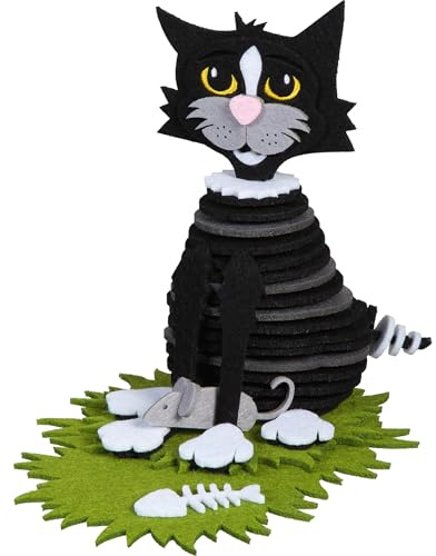 Halbach DIY Filzset Katze | Filztiere zum Basteln, Kreatives Bastelset für hochwertigen Bastelspaß aus Filz