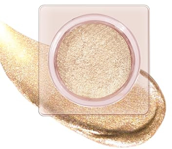 Glitzer Lidschatten,Golden Creme Eyeshadow& Highlighter für Frauen | Champagne Hochpigmentiert Eye Shadow Gel, Long Lasting & Wasserfest, Perlen Feine Textur, Metallisch Schimmernde Augen-Makeup