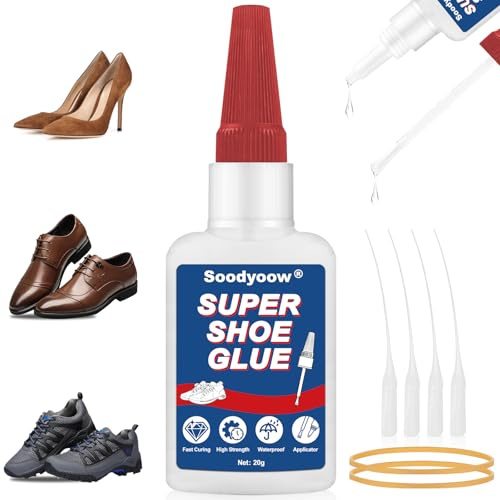 Soodyoow 20g Colla Forte per Scarpe, Super Adesivo per Riparazione Suole,Trasparente Impermeabile, Colla Scarpe Professionale per Scarpe da Ginnastica, Stivali, Sandali, Pelle, Tacchi