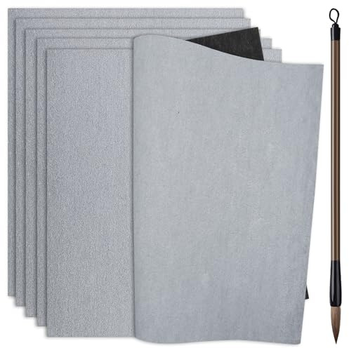 6Pcs Reusable Water Drawing Writing Cloth with Brush, Magic Water Canvas, No Ink Painting & Writing Cloth Mat for Beginners, Students, Calligraphy Practice & Learning