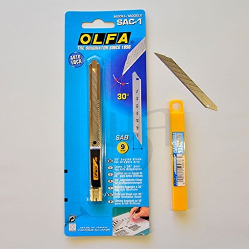 wall-art-design Olfa SAC-1 Cutter professionnel avec 10 lames 30 °