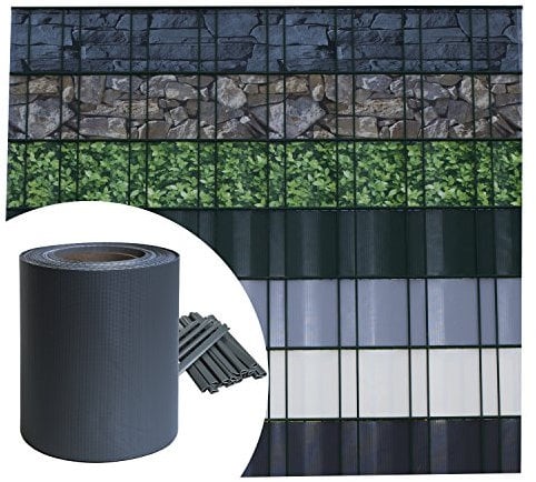 Sichtschutz PVC - Anthrazit RAL 7016-35m (7m²) - Doppelstabmatten Zaunfolie Windschutz blickdicht Windschutz