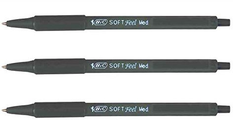 BIC 3 Stück Kugelschreiber Soft Feel Clic Grip pte Moy. 1 mm schwarz