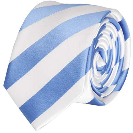 Fabio Farini - Gestreifte Herren Krawatten in 6cm/8cm Breite - Schmale und Klassische Schlipse Weiß Blau 8cm