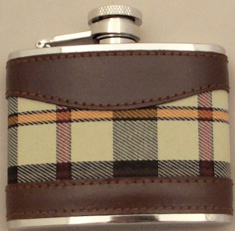 Hip Flask 4oz Cream Tartan