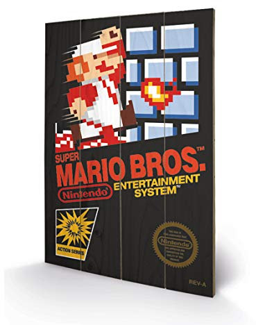Pyramid International SW11295P Super Mario Bros (NES Cover) Holzwand-Kunst, Holz, Mehrfarbig, 40 x 2,5 x 59 cm