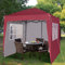 Pop-up Gazebo 2m x 2m With Sides Silver Protective Layer Waterproof Marquee Canopy (WS) (Red)