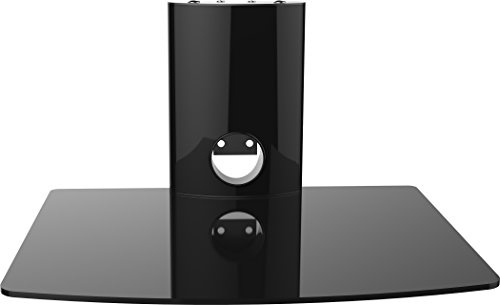HiFi BluRay/DVD-Player/Receiver/Spielkonsole Wandregal mit Kabelschacht und ESG Sicherheitsglasböden, bis zu 10 kg Tragkraft, schwarz, Anzahl Regalböden:1 Regalboden