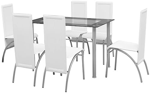vidaXL 7tlg. Sitzgruppe Essgruppe Esstisch Esszimmerstuhl Küchenstuhl Hochlehner