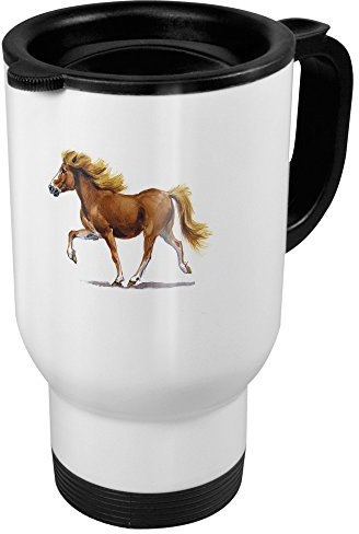 printplanet Thermobecher mit Pferderasse Isländer - Coffee to Go Becher, Thermo-Tasse, Farbe Weiß