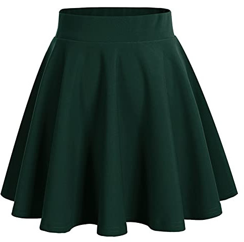 Bridesmay Jupe plissée Polyvalente et Extensible pour Femme Dark Green L