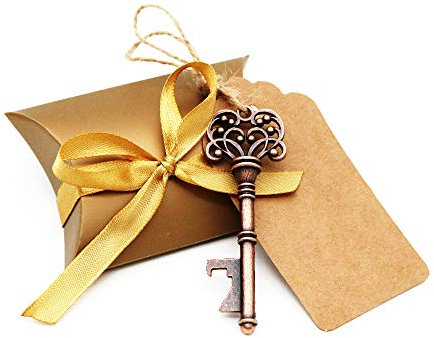 BITEYI 30 Pcs Wedding Favour Skeleton Key Bottle Opener with Tag Cards and Candy Box,Souvenirs for Wedding and Party (Style 2)