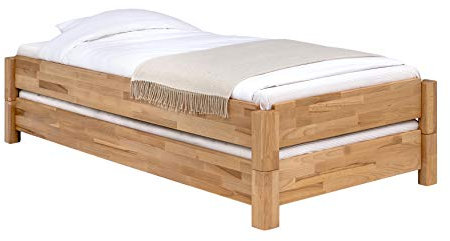 WOODLIVE DESIGN BY NATURE Massivholz Gästebett Stapelbett Twin in Kernbuche massiv (90 x 200 cm)