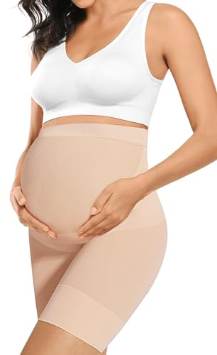 Peauty Maternity Shapewear Underwear for Under Dresses Belly Bands Pregnant Women Pregnancy Belly Band Pregnancy Shapewear Shorts Summer Maternity Dress Clothes Baby Shower Photoshoot (Nude L)