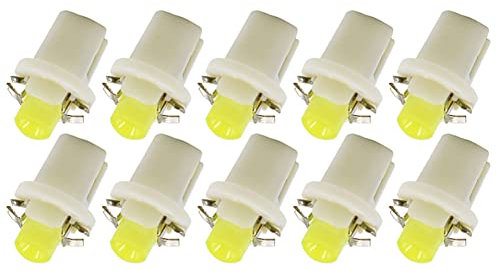 Taben – Lot de 10 ampoules LED B8.5D COB-1SMD 12 V pour tableau de bord de voiture, tableau de bord, tableau de bord, lumière clignotante blanche