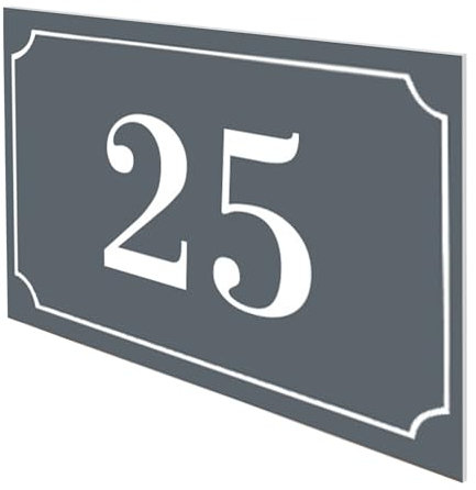 DECOHO - Numéro de boîte aux Lettres personnalisé Gravure Laser PVC Gris foncé Chiffres Blancs - 12x8 cm adhésif 3M Facile à Poser - Gris