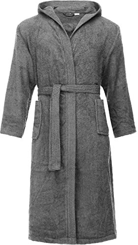 Ladeheid Herren Frottee Bademantel aus 100% Baumwolle LA40-192 (Dunkelgrau-12, XXL)