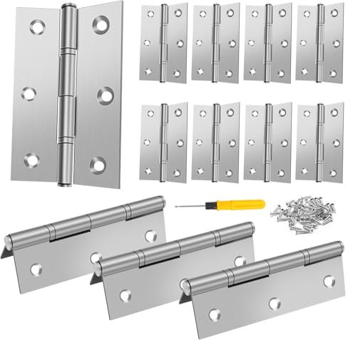ADNEWX 12 Stk Scharniere Klappbar, Edelstahl Scharnier mit 72 Stk Schrauben und Schraubendreher für Fnster Schranktüren Klavierband und Türscharnier