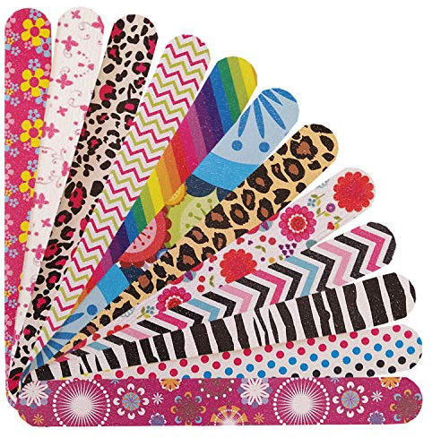 12 PCS Nail File Emery Board Professional Double Sided 100/180 Grit Nail Buffer Colorful Manicure Pedicure Nail Art Tools for Women Girls