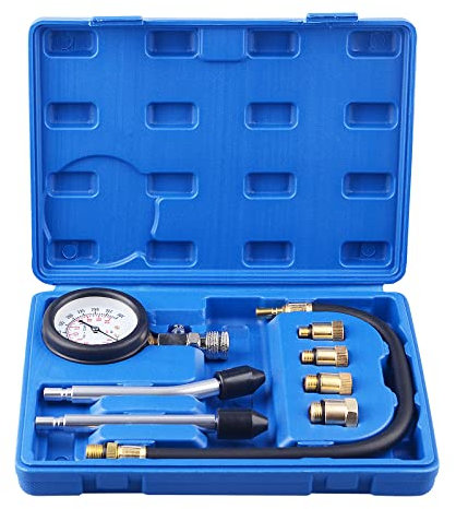 Professional Petrol Engine Compression Tester Kit Set for Automotives and Motorcycles - Blue