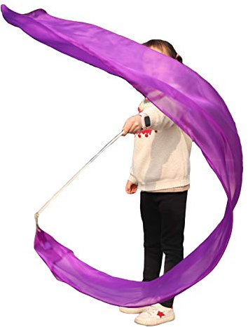 Winged Sirenny Seidenband für Jugendliche, Tänzer, Kirchenanbetung und Lob, Anbetung, Tanzflagge, Banner, Jonglierspiel, Seidenschlangen mit Stangen (180,3 cm, Violett)