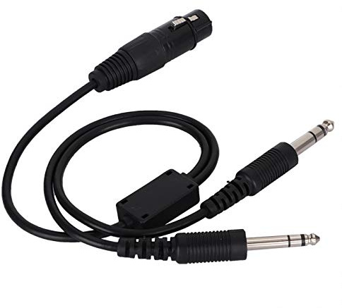 Demeras Aviation Headphone Adapter Cable for Airbus XLR to GA Dual Plug 5 Pin Headset Adapter Cable Black