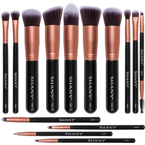 SHANY Rose All Day 14-teiliges Pinsel-Set - Elite Cosmetics Brush Collection - Komplettes Kabuki Make-up Pinsel-Set in Roségold - 14 Stück